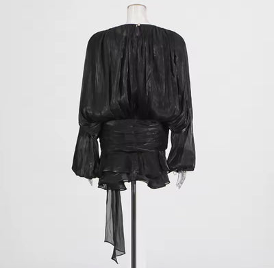 Midnight Muse Tie-Waist Mini Dress