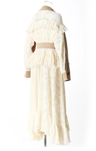 Ruffle Elegance Belted Trench Dress