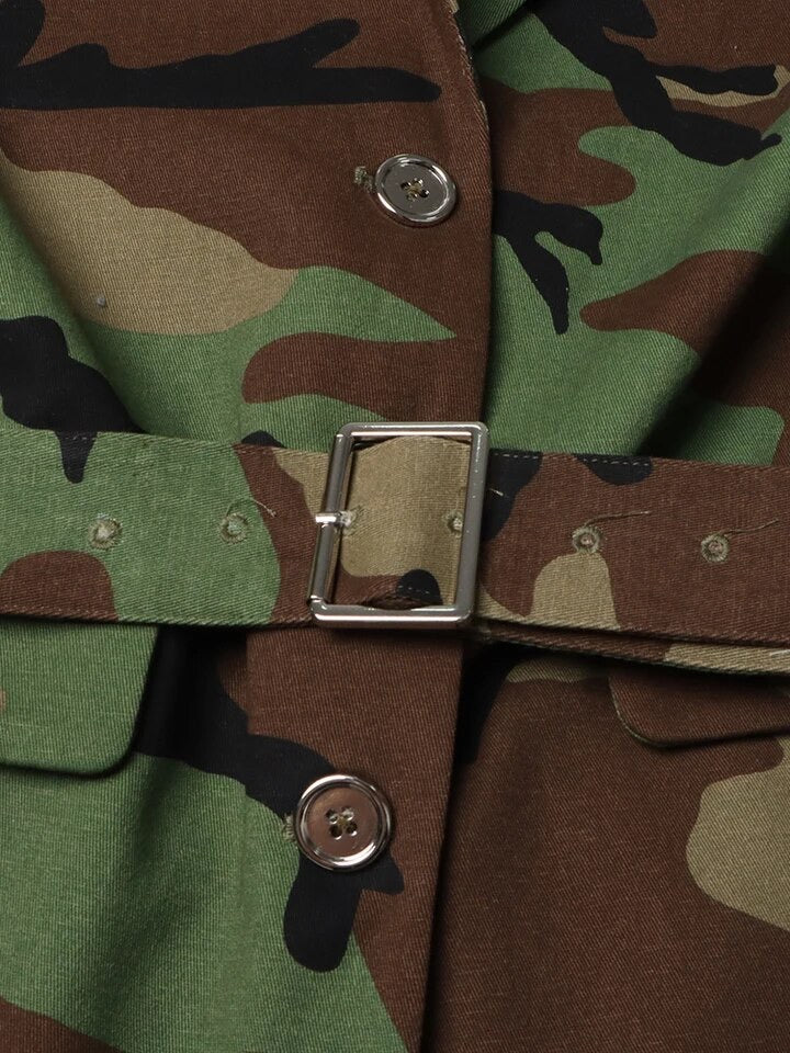 Camo Colorblock Blazer with Belt