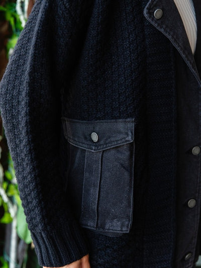 Denim Layered Knit Jacket