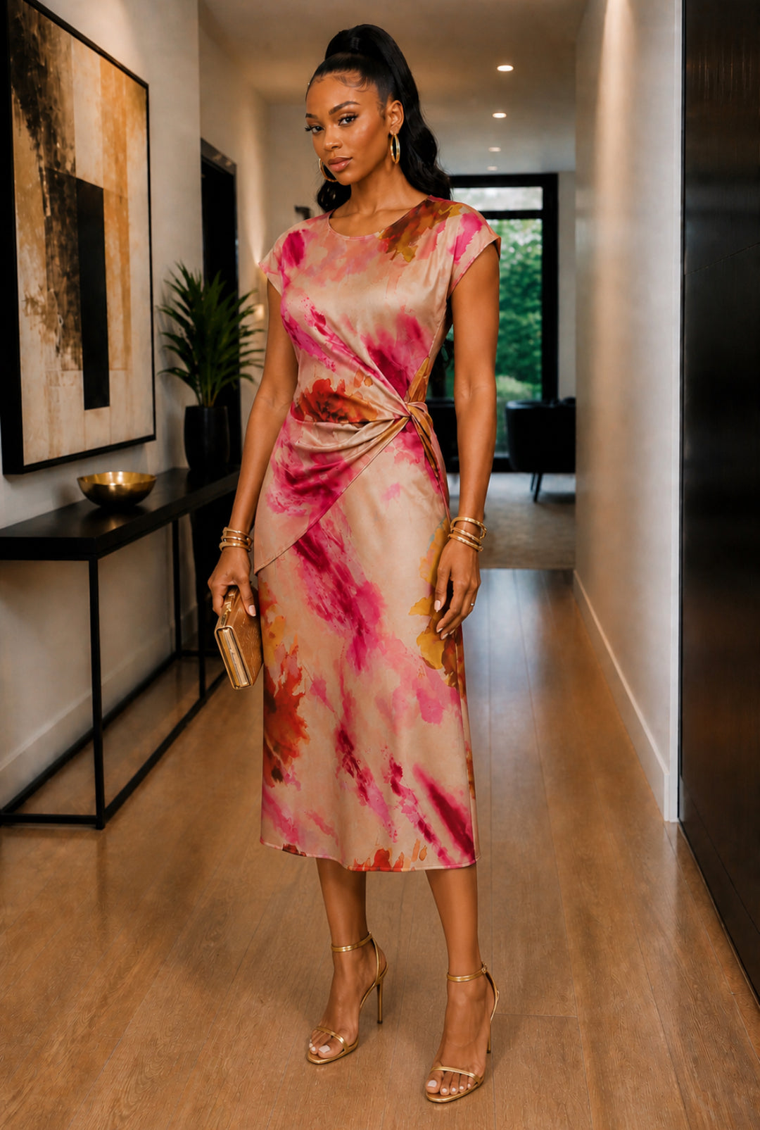 satin watercolor dress MISSGUIDED Watercolor Bias Cut Satin Maxi Dress With Ruffle  StrapsMISSGUIDED