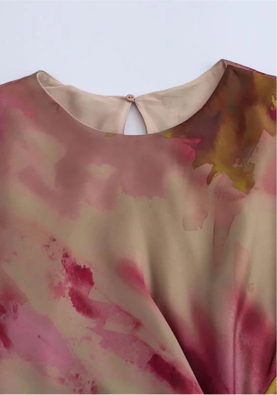 Watercolor Elegance Satin Dress