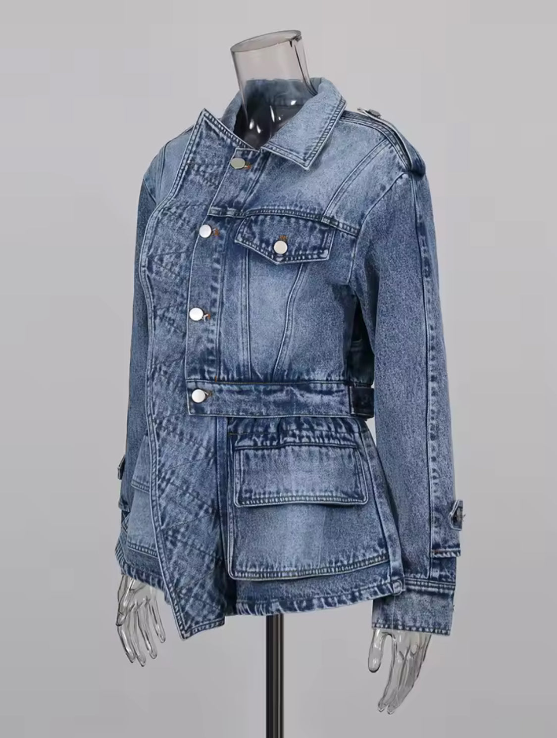 Coastal Chic Belted Denim Jacket