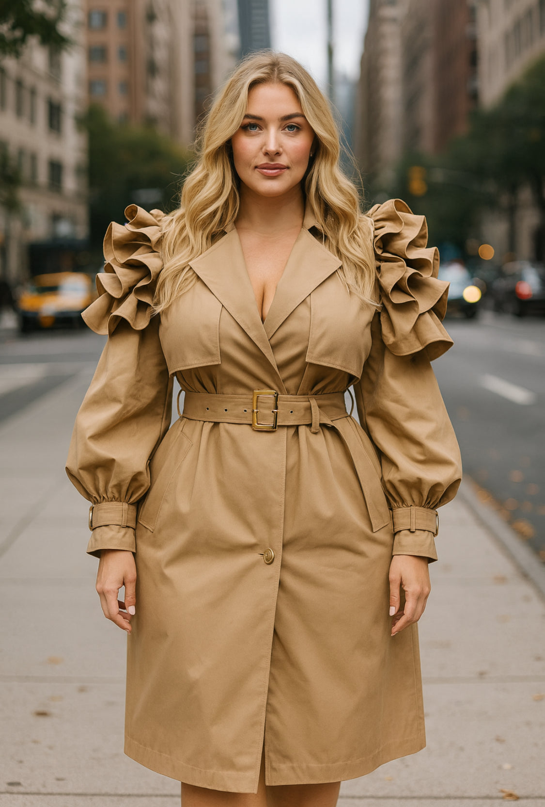 Ruffle Statement Trench Coat