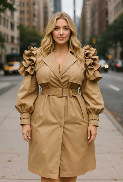 Ruffle Statement Trench Coat