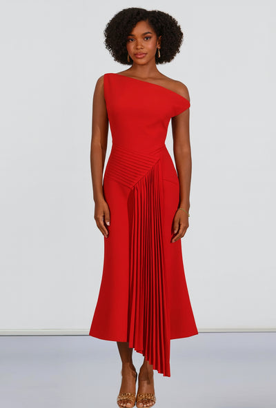 Noir Cascade Midi Dress