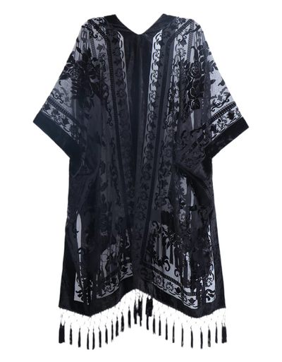 Sage Blossom Fringe Kimono