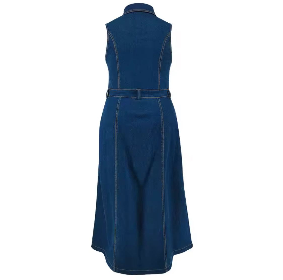 Retro Chic Denim Midi Dress - Plus