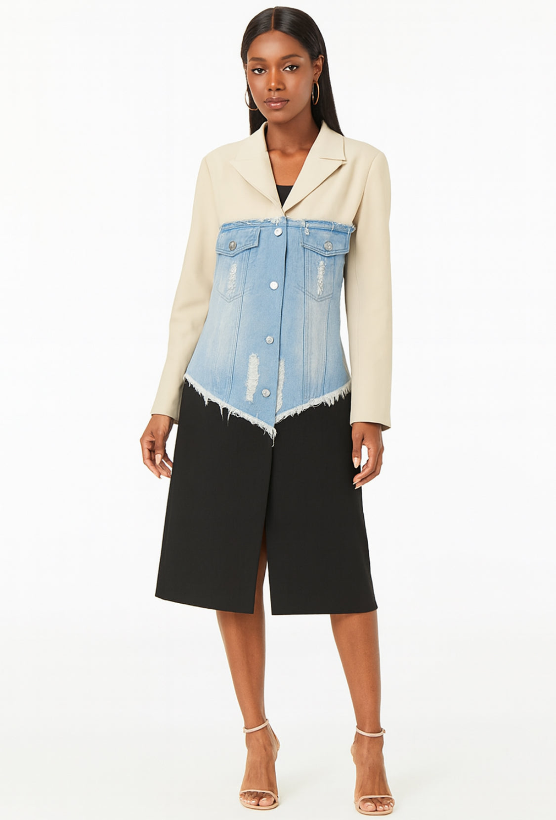 Alexa Denim Color-block Blazer