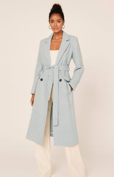 Blue Blossom Textured Trench Coat