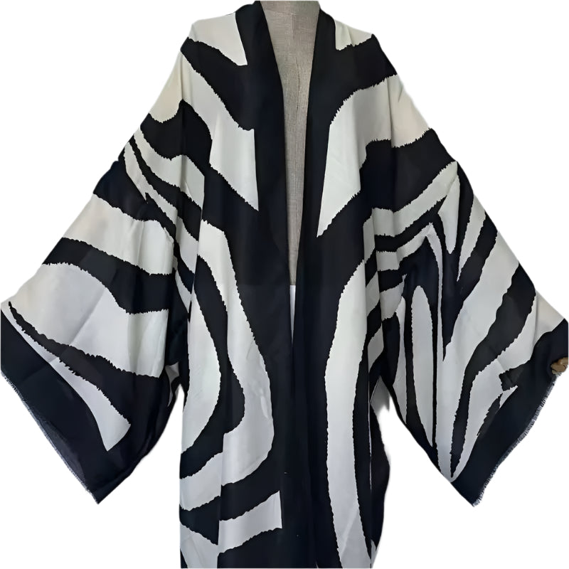 Zebra Print Maxi Kimono