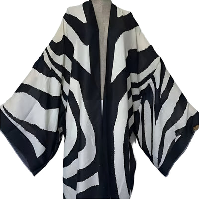Zebra Print Maxi Kimono