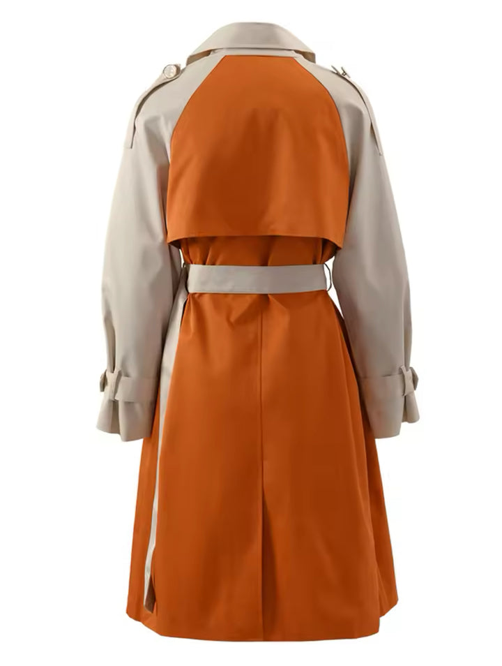 Classic Color Block Trench Coat