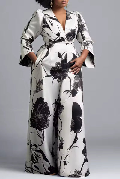 Noir Garden Wide-Leg Jumpsuit