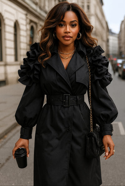 Ruffle Statement Trench Coat