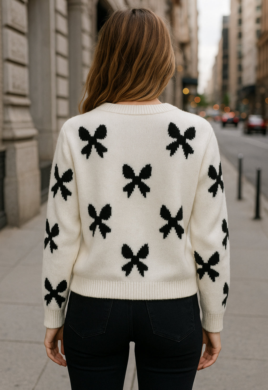 Bow Print Tie-Front Cardigan