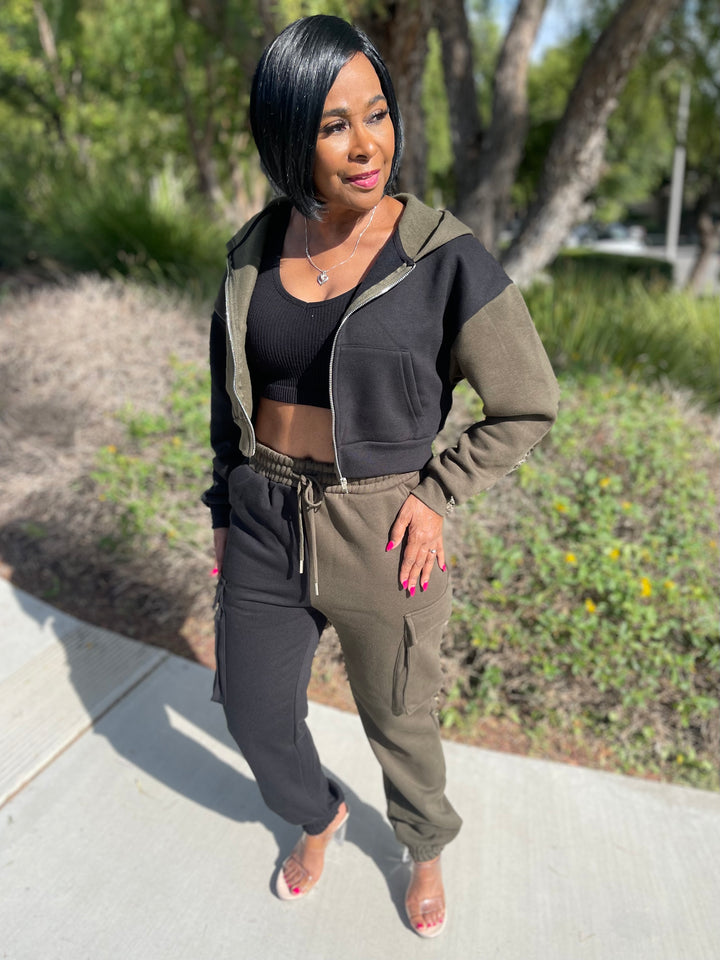 Two Tone Cargo Jogger Set
