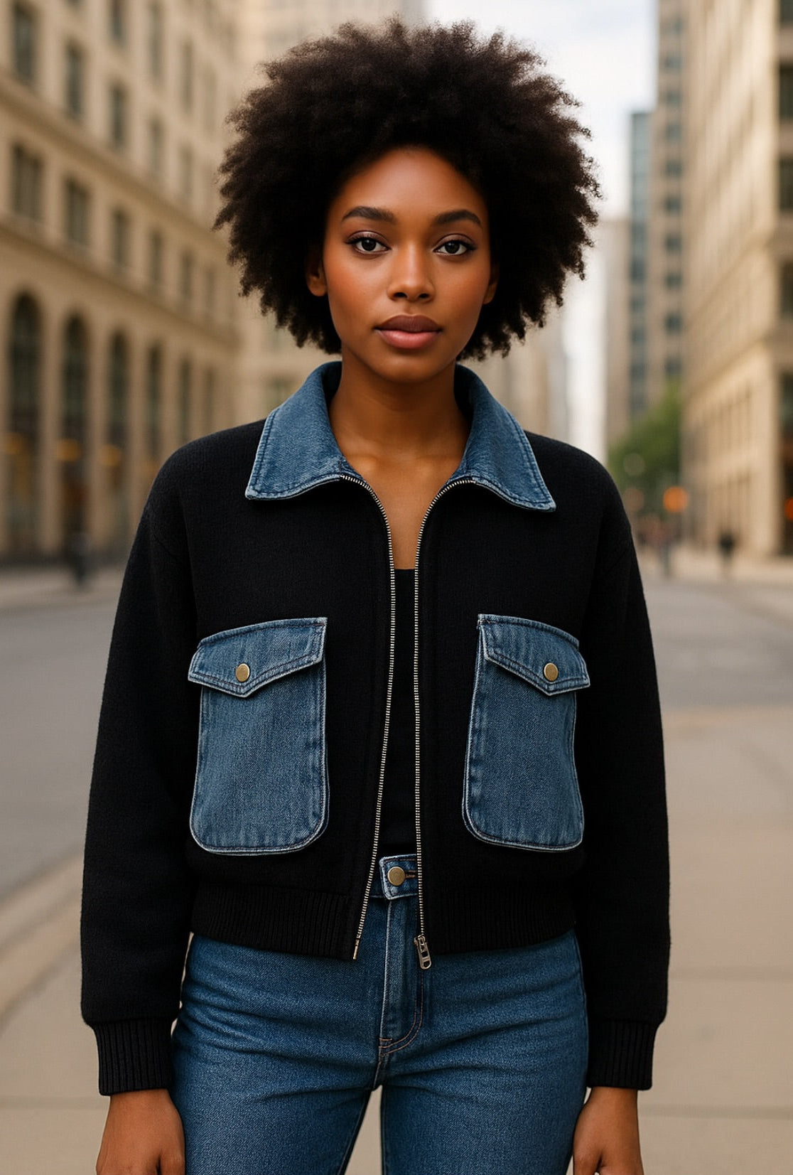 Amy's Denim Contrast Utility Jacket