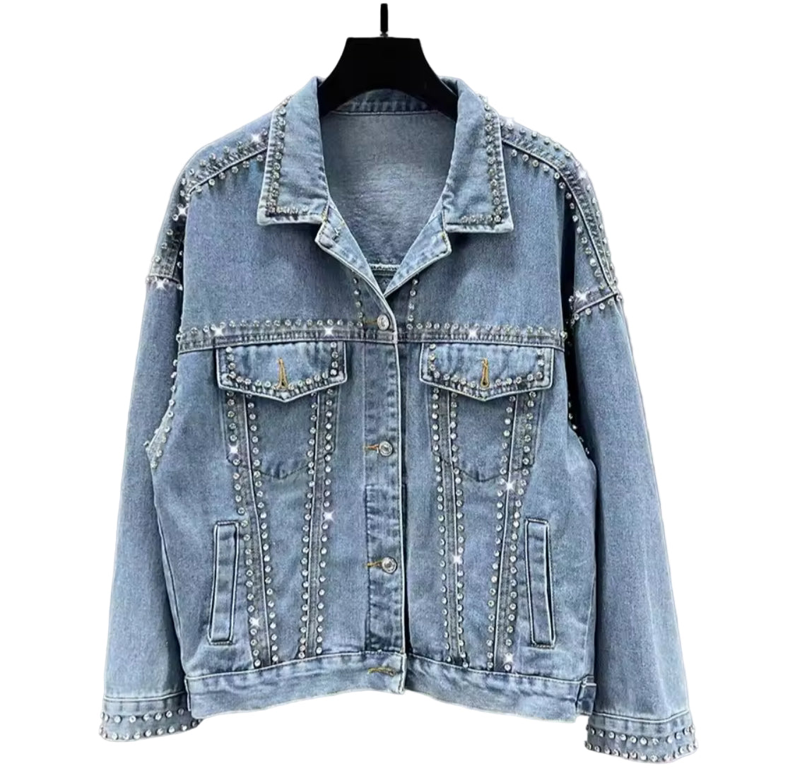 Rhinestone Studded Denim Jacket