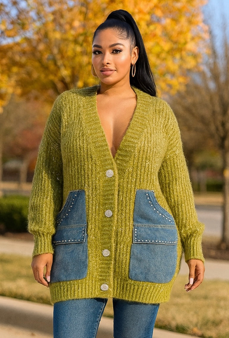 Jane Denim Patchwork Cardigan