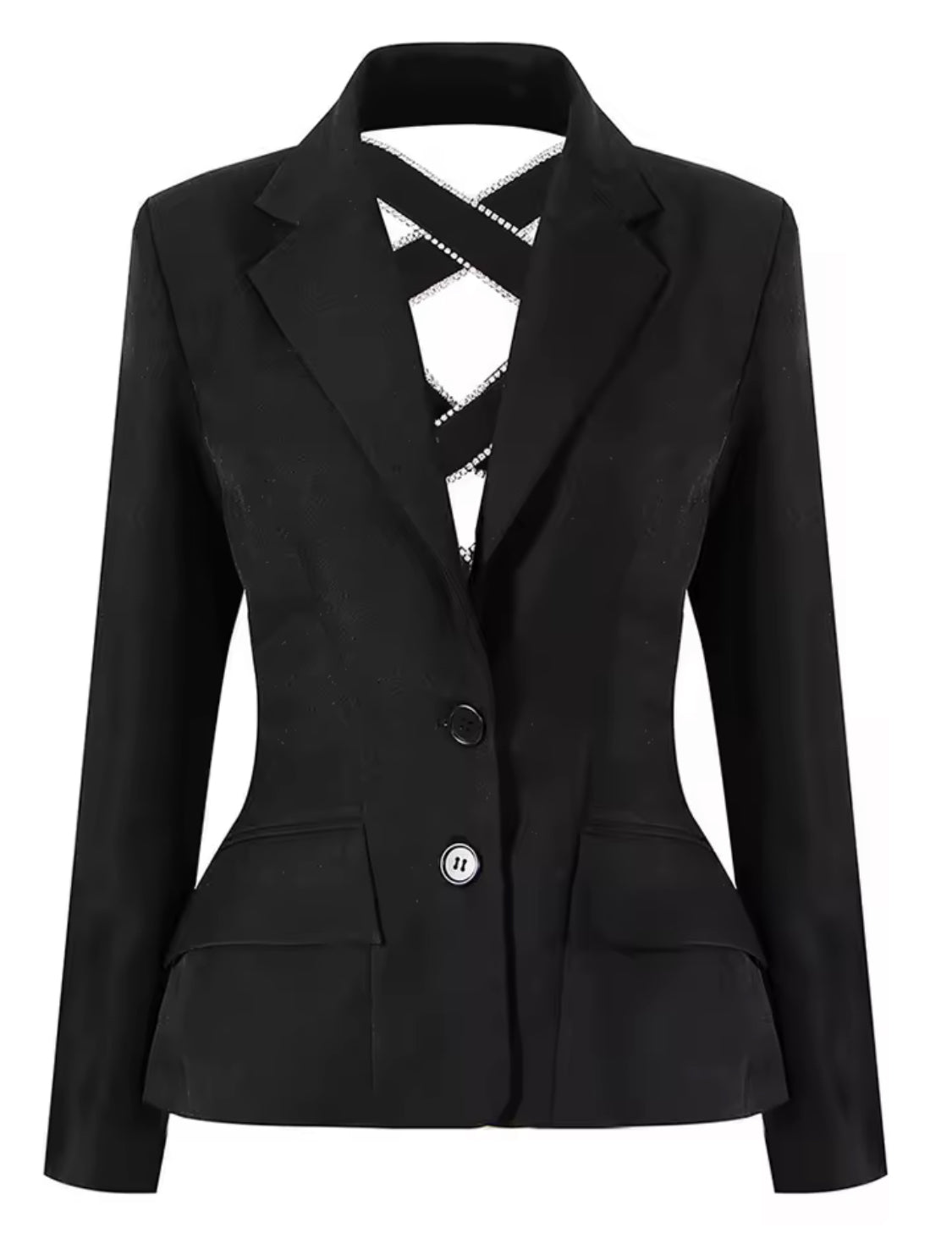 Rhinestone Criss Cross Blazer