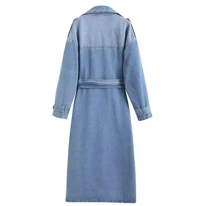 Medium Wash Denim Trench Coat