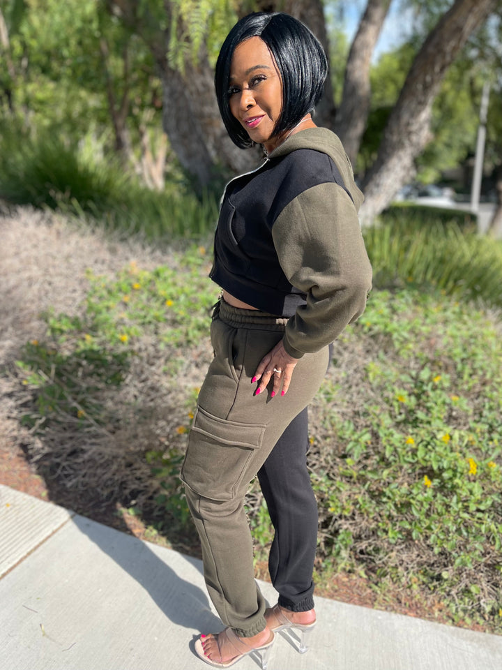 Two Tone Cargo Jogger Set
