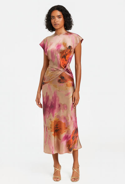 Watercolor Elegance Satin Dress