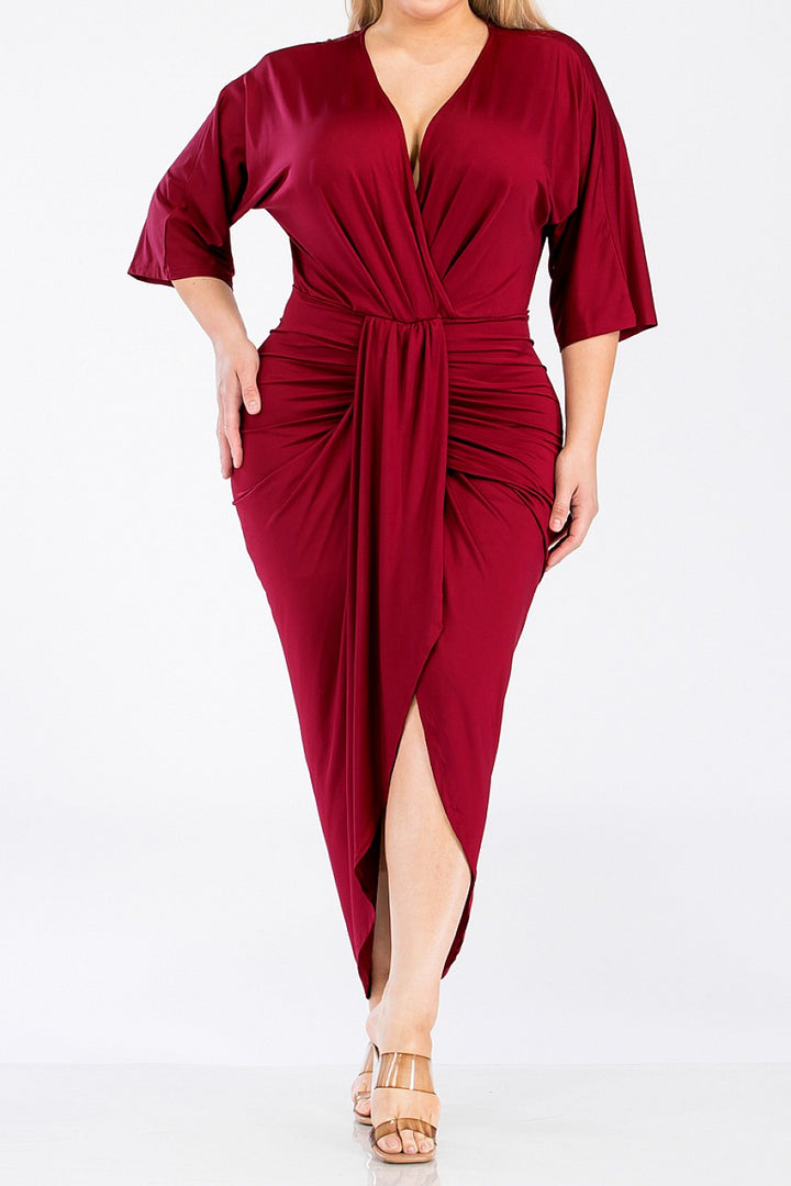 Venetian Ruched Midi Dress