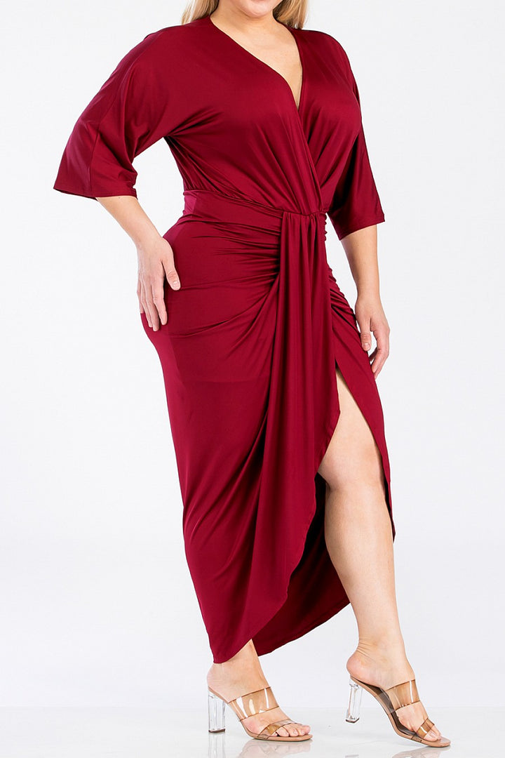 Venetian Ruched Midi Dress
