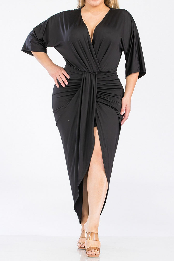 Venetian Ruched Midi Dress