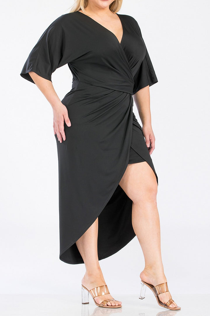Vivica V neckline Ruched Dress