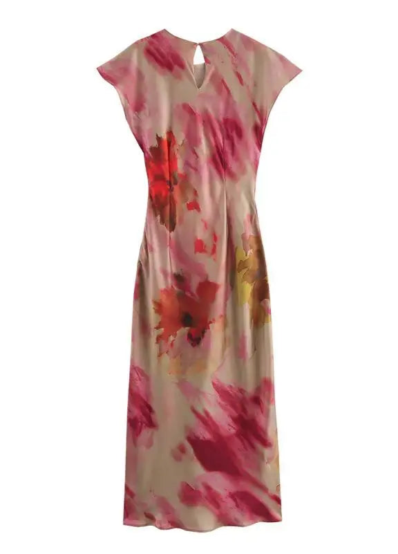 Watercolor Elegance Satin Dress