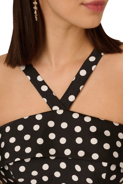 Polka Dot Elegance Halter Midi Dress