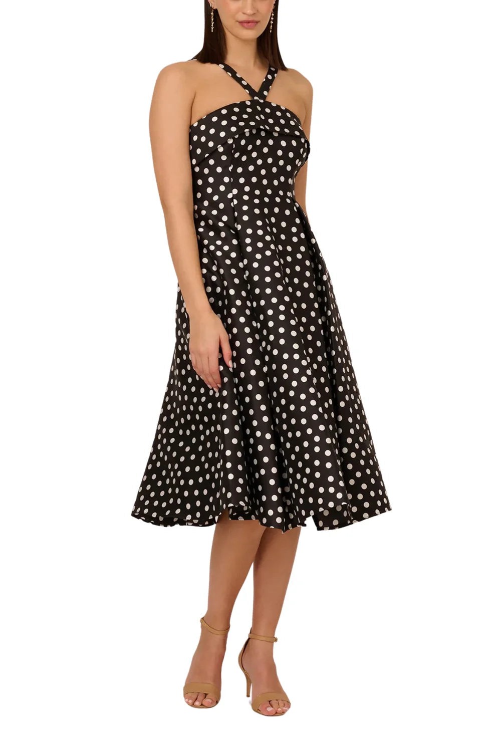 Polka Dot Elegance Halter Midi Dress