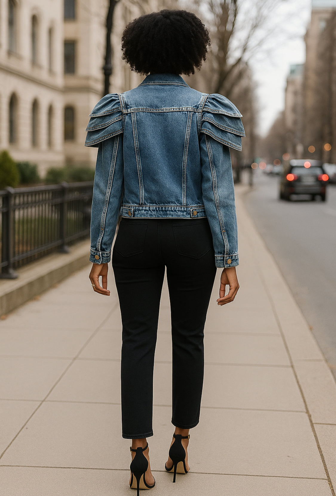 Layered Shoulder Denim Jacket