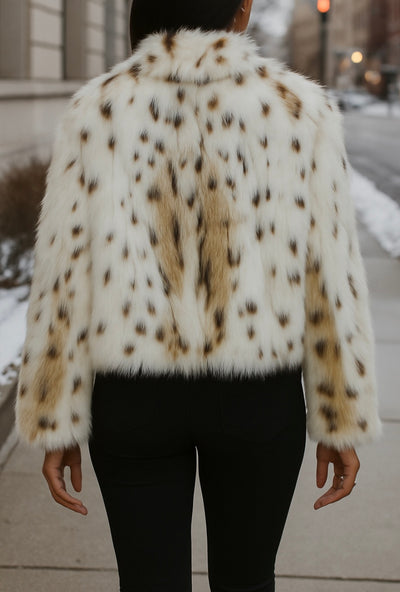 Faux Fur Leopard Print Coat