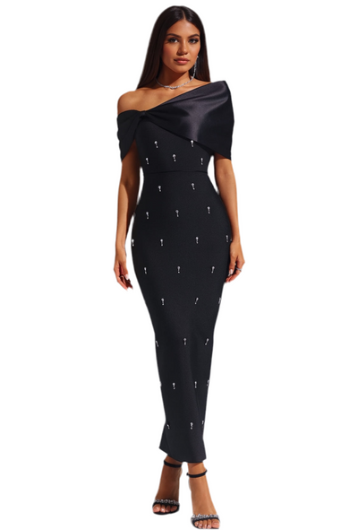 Diamond off The Shoulder Maxi Dress