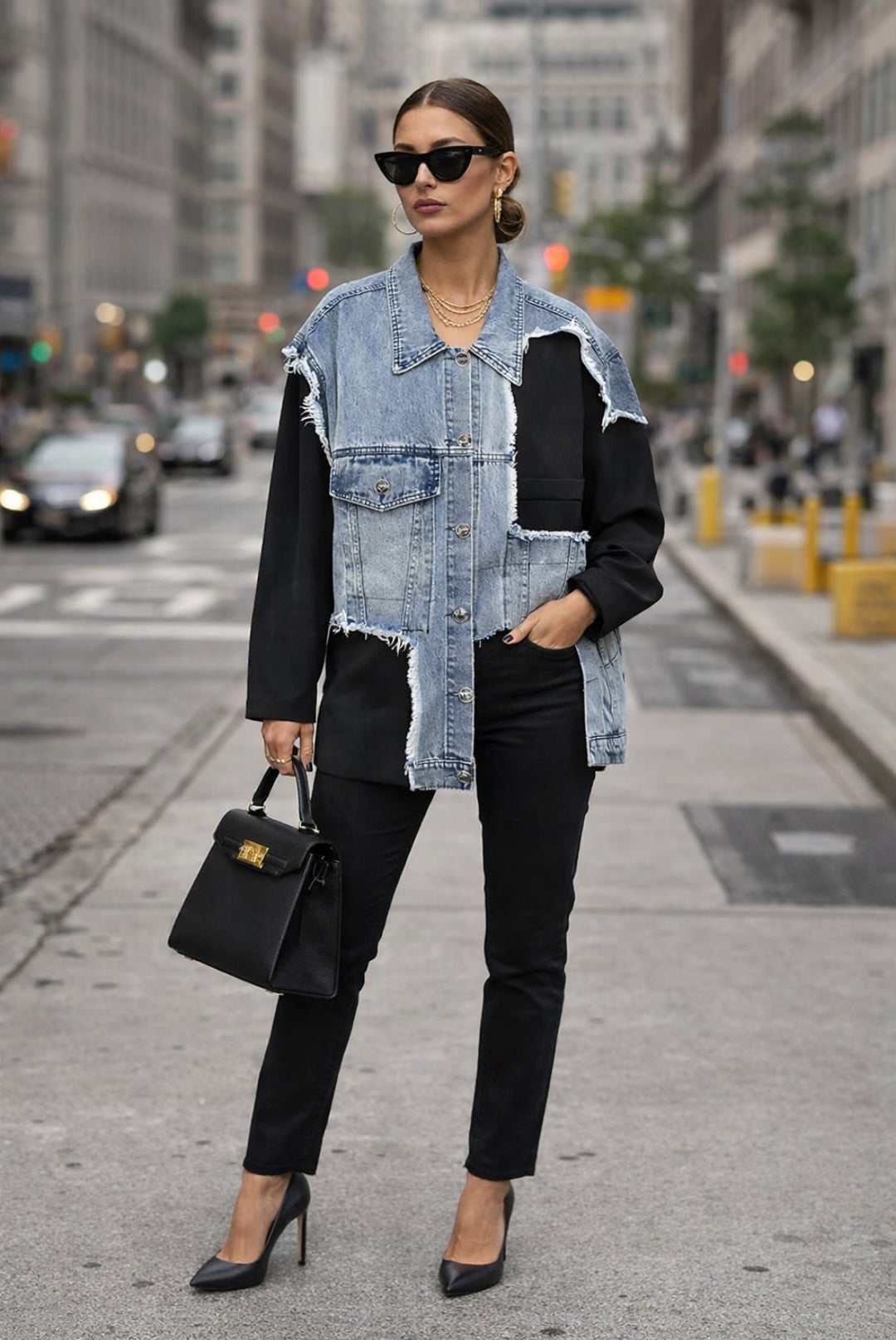 Urban Edge Patchwork Denim Jacket | Moody Fitzs Boutique