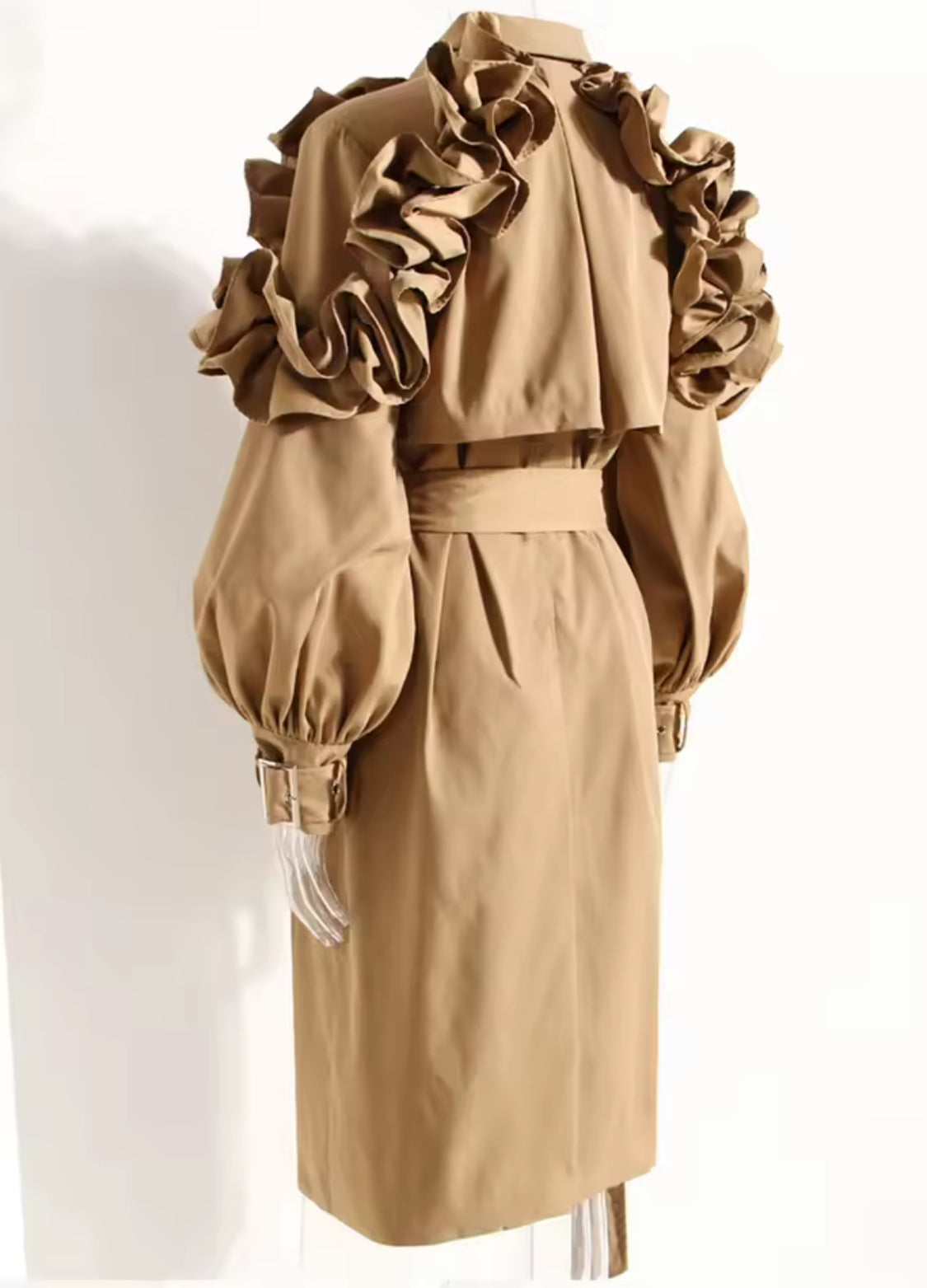 Ruffle Statement Trench Coat