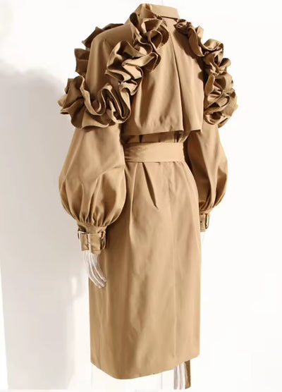 Ruffle Statement Trench Coat