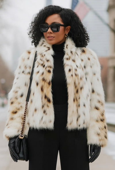 Faux Fur Leopard Print Coat