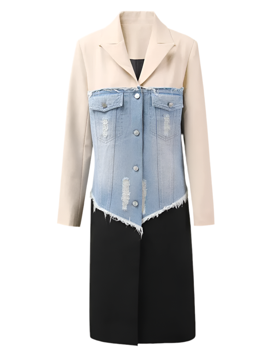 Alexa Denim Color-block Blazer