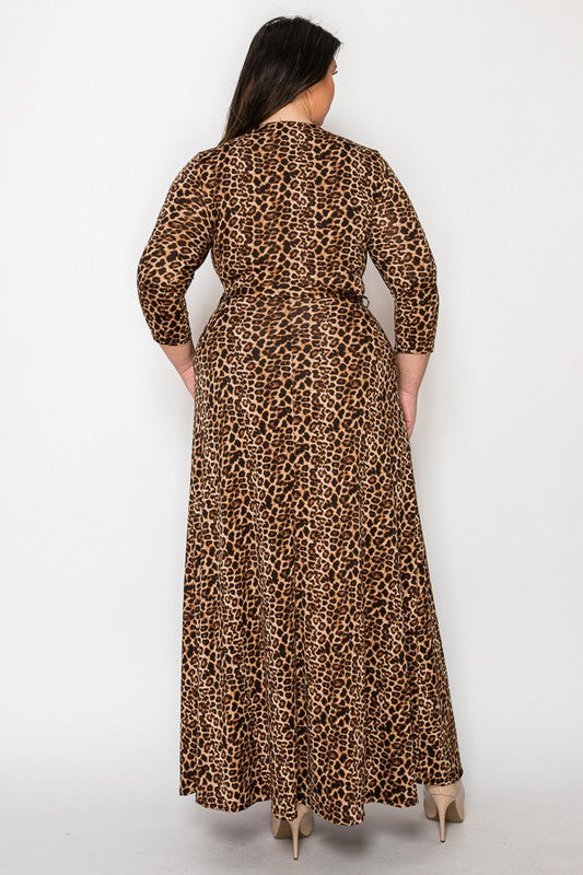 Leopard Print Wrap Maxi Dress
