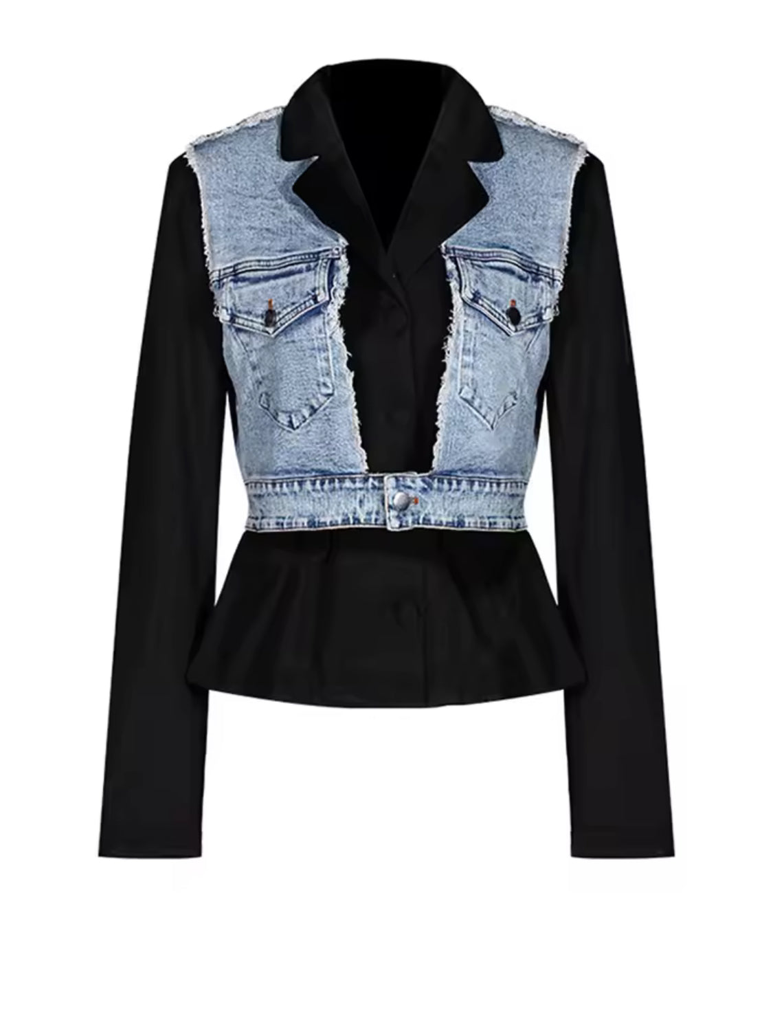 Denim Contrast Black Blazer