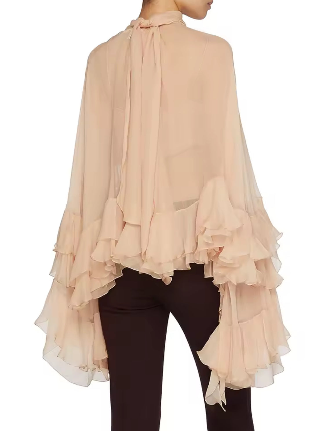 Ethereal Ruffle Sleeve Sheer Blouse