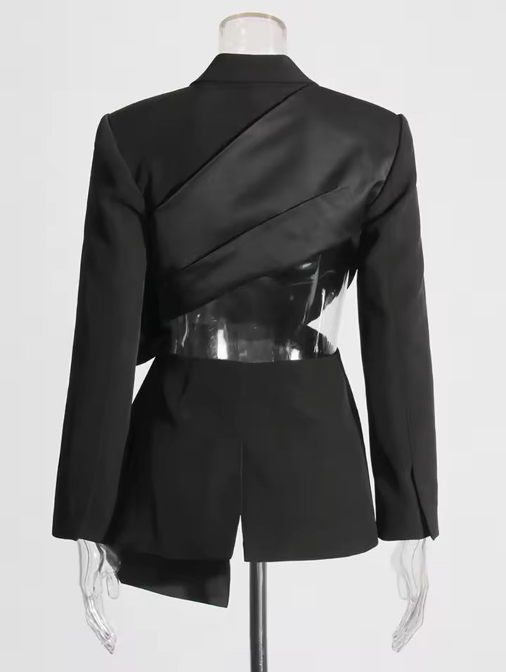 Ali Solid Black Bow Blazer