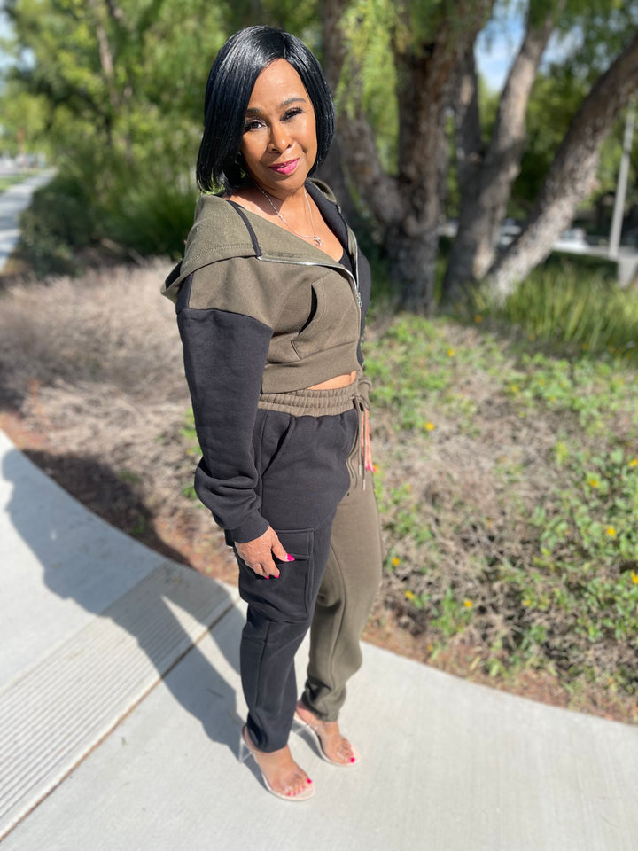 Two Tone Cargo Jogger Set