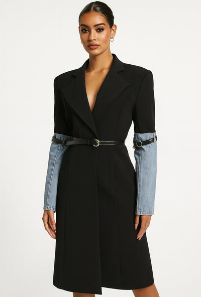 The Denim Contrast Power Coat