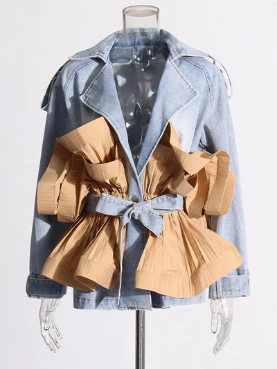 Denim Elegance Pleat Jacket